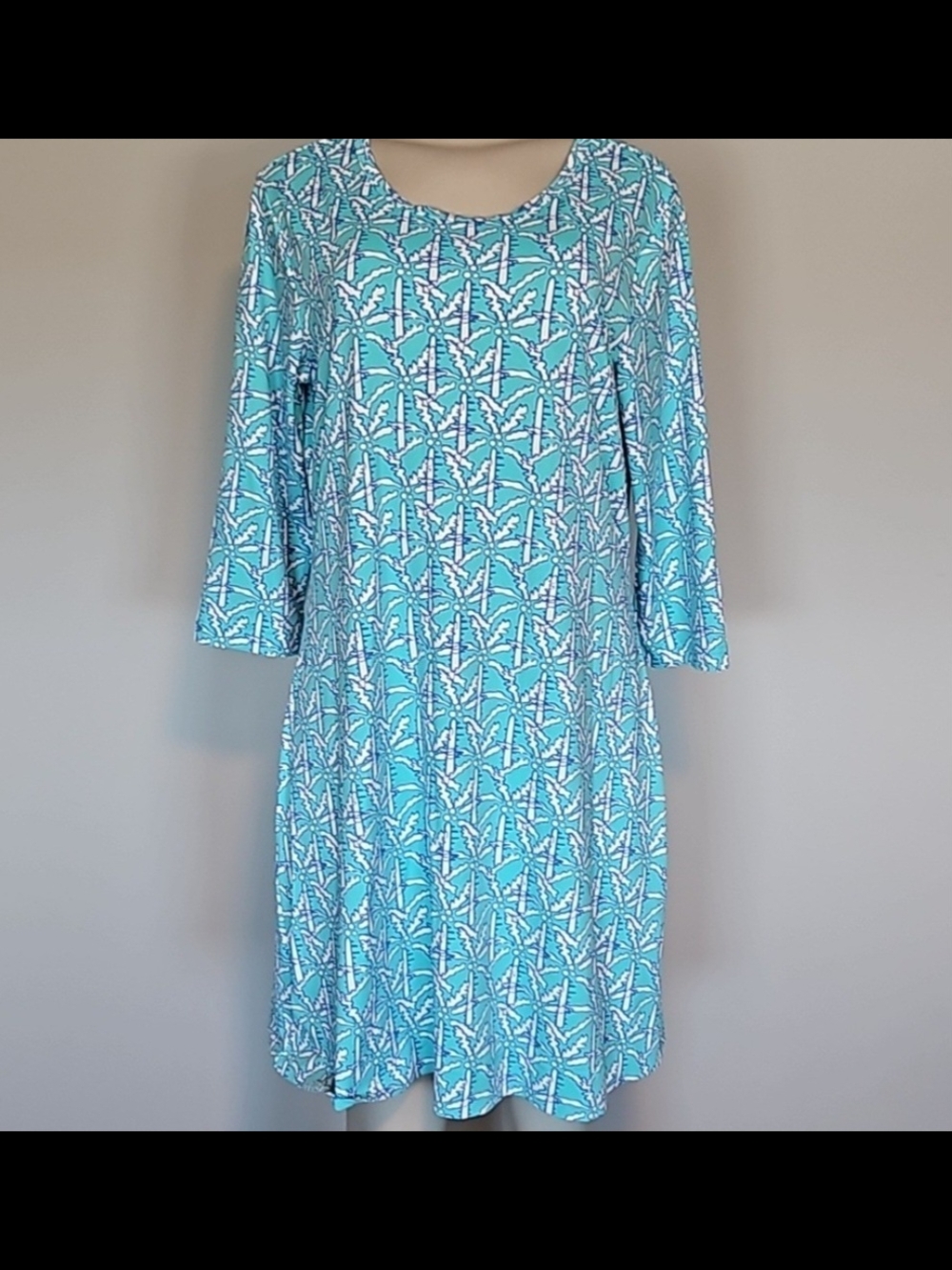 Anthony's Resort Wear UPF 50+ Turquoise Printed Scoop Neck Women’s Dress